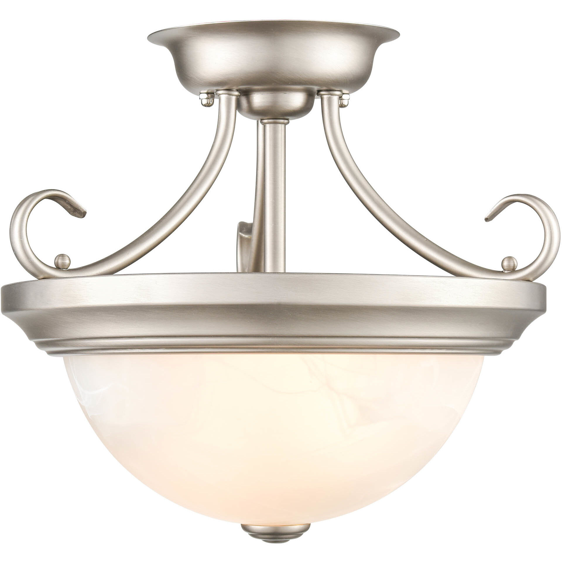 None 2 Light 13 inch Satin Nickel Semi-Flush Mount Ceiling Light